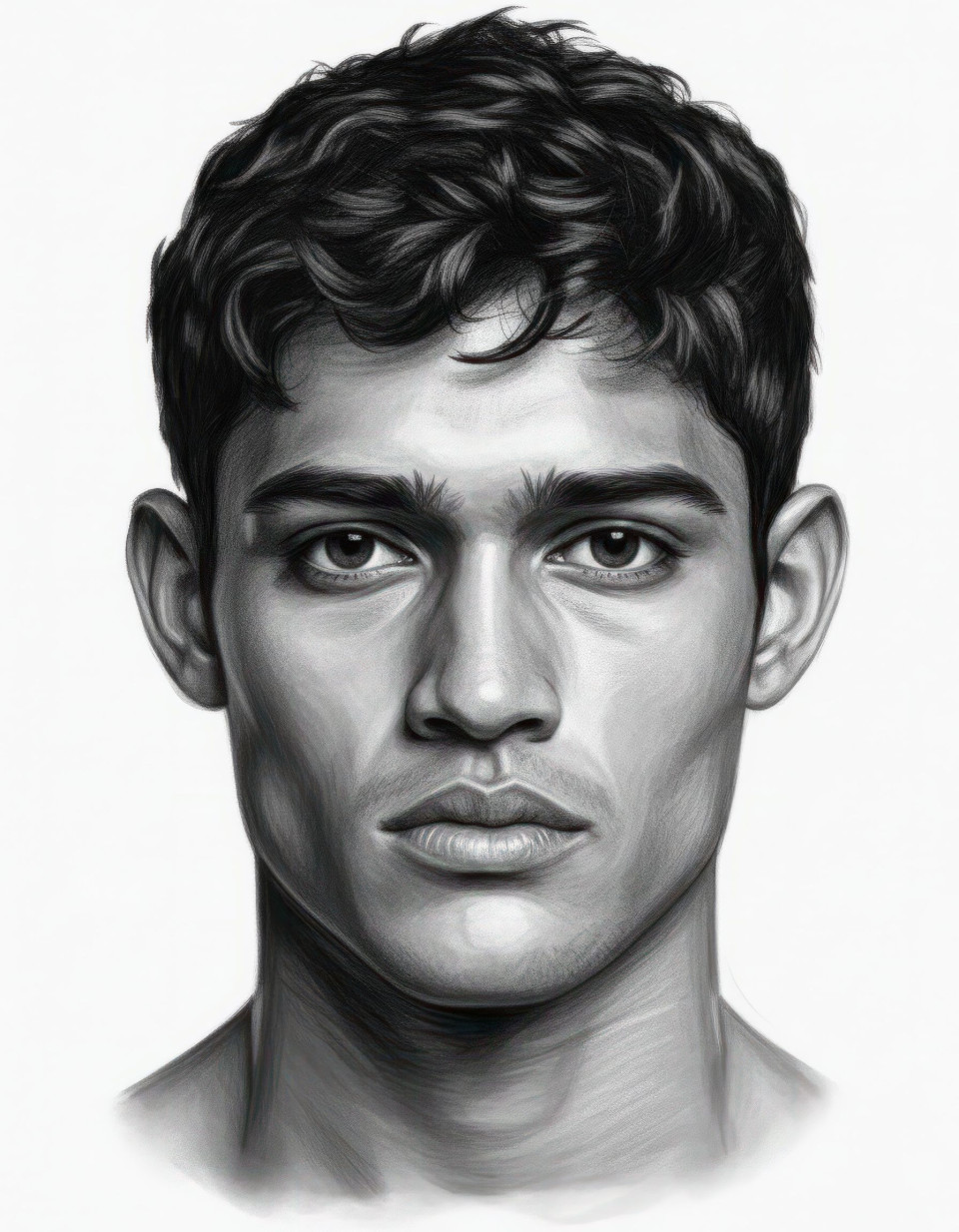 Charcoal sketch portrait illustration of a man in monochrome google gemini prompt