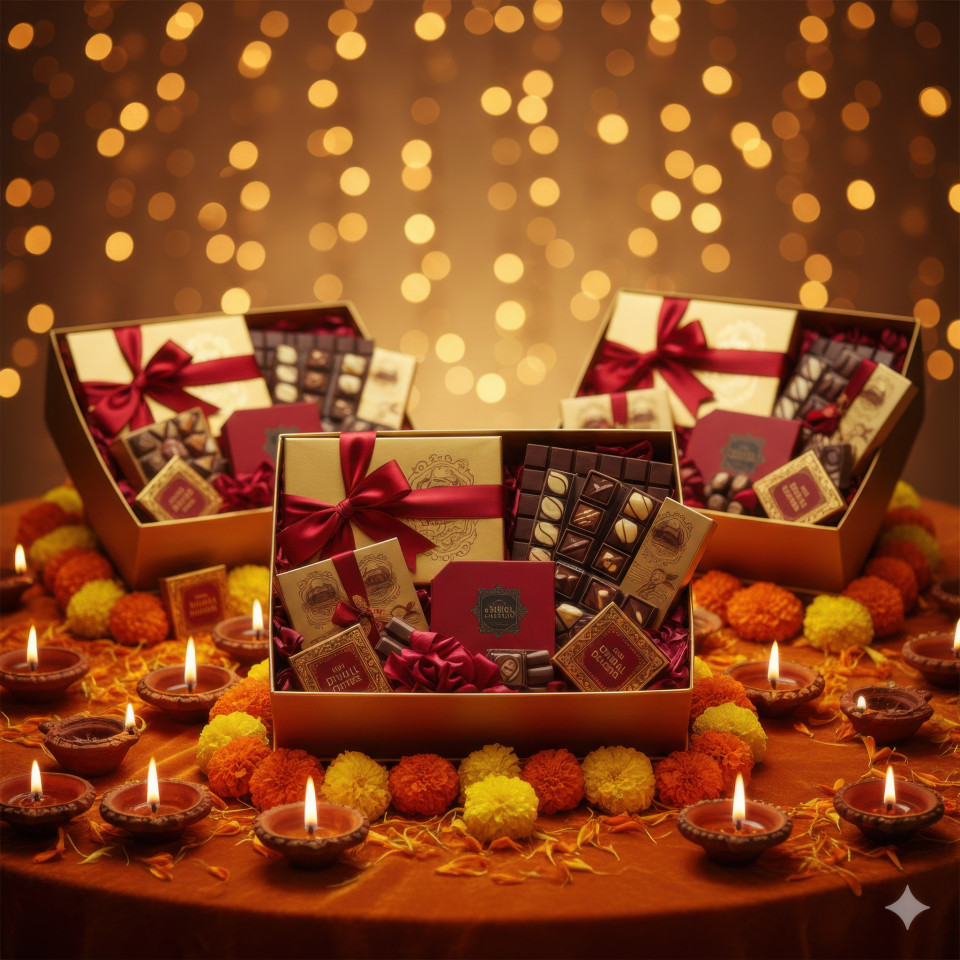 Luxury chocolate hampers for diwali festive promotion google gemini prompt