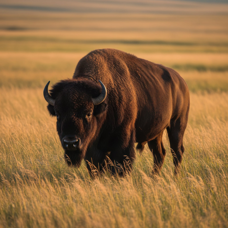 Bison in open grasslands late afternoon google gemini prompt