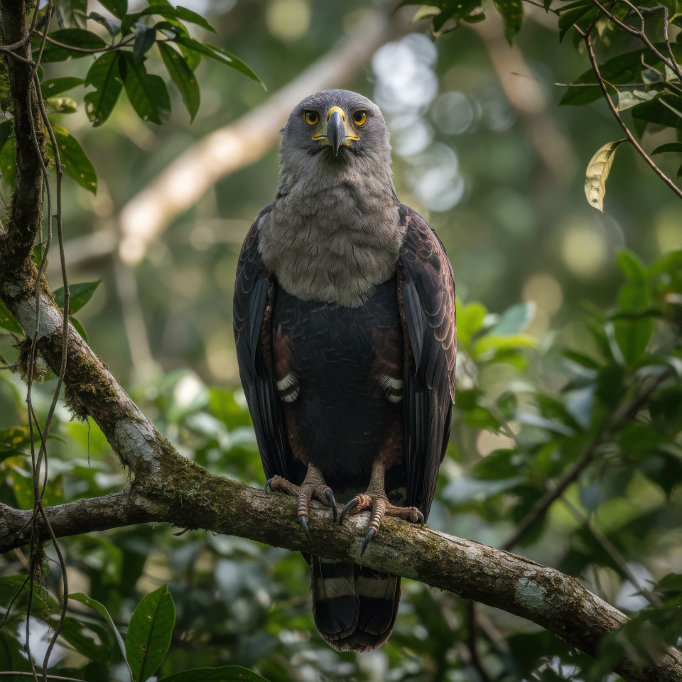 Harpy eagle in tropical jungle late morning google gemini prompt