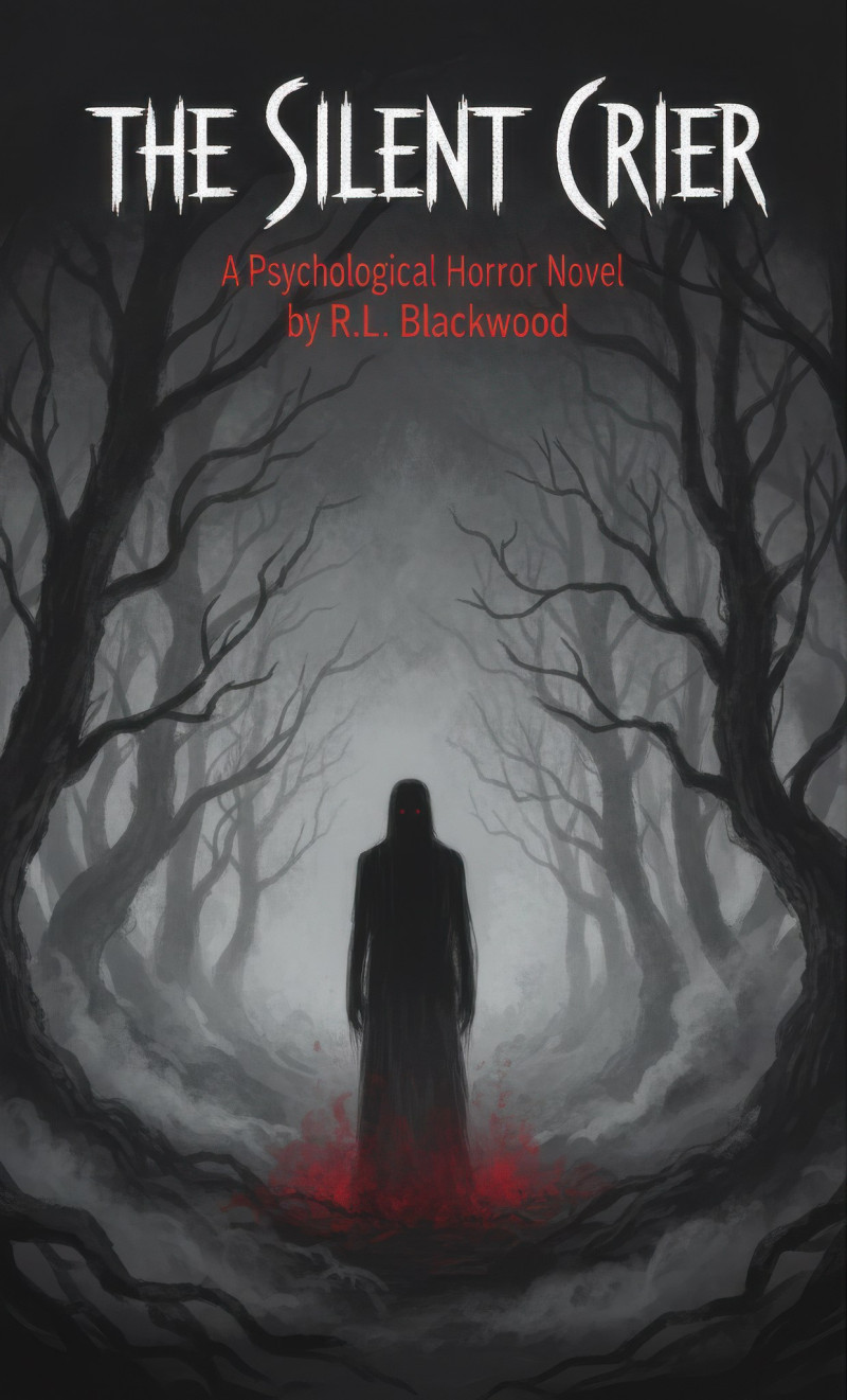 Silhouetted figure in fog psychological horror book cover google gemini prompt