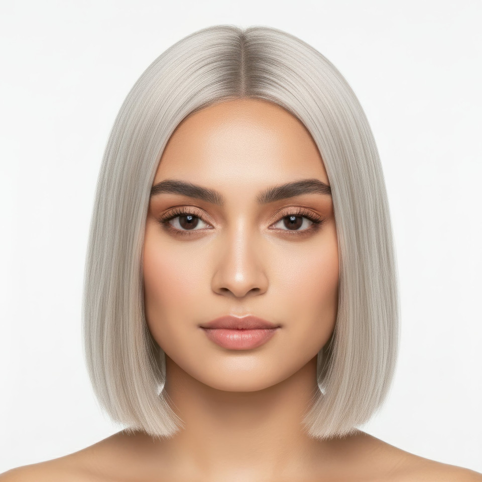 Wellness focused woman with blunt shoulder length hair google gemini prompt