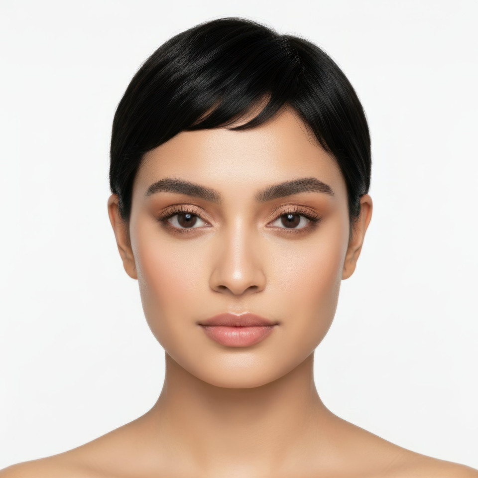Confident modern woman with sculpted pixie cut google gemini prompt