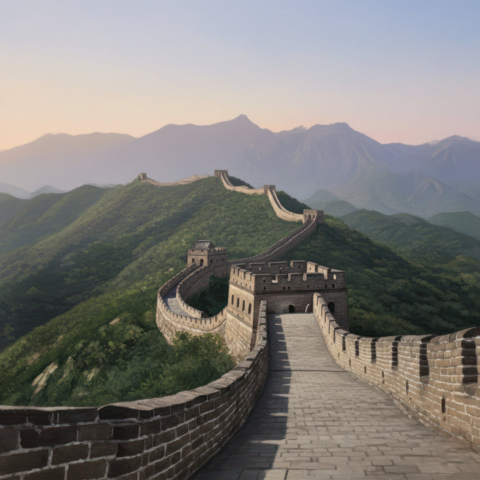 Restored great wall landscape fine art painting google gemini prompt