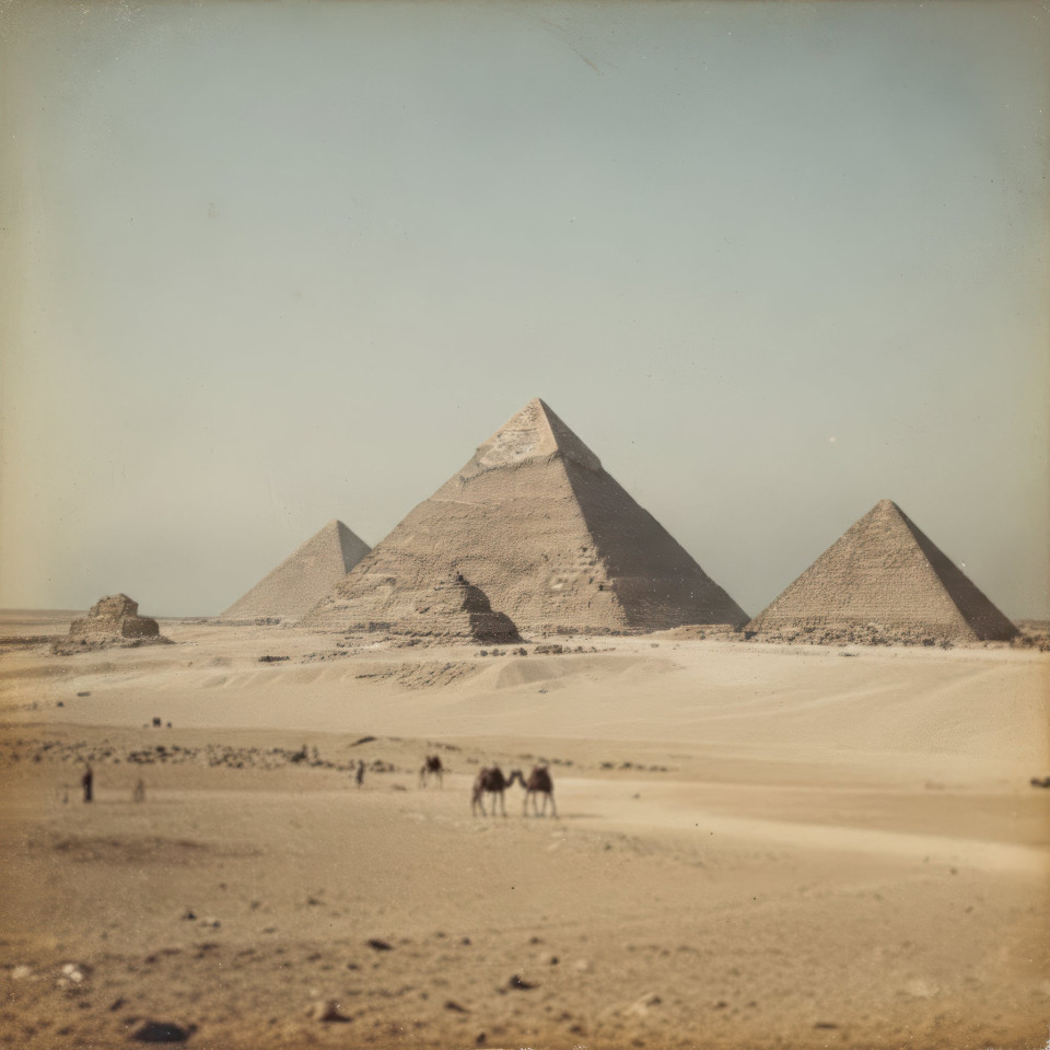 Restored ancient pyramid fine art painting google gemini prompt