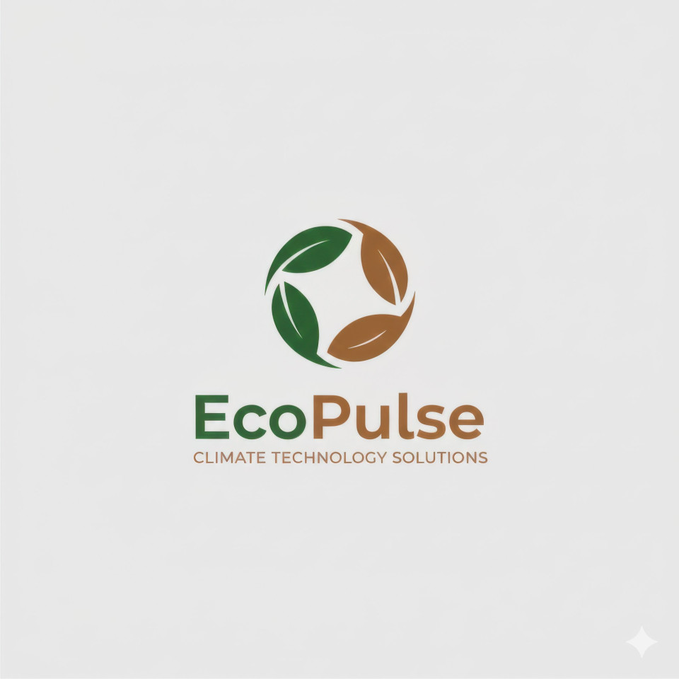 Sustainable climate technology logo with organic leaf mark google gemini prompt