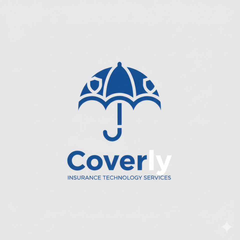 Modern insurance technology logo with protective umbrella icon google gemini prompt