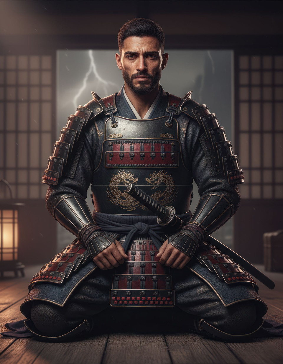 Fantasy samurai warrior portrait showing grief google gemini prompt
