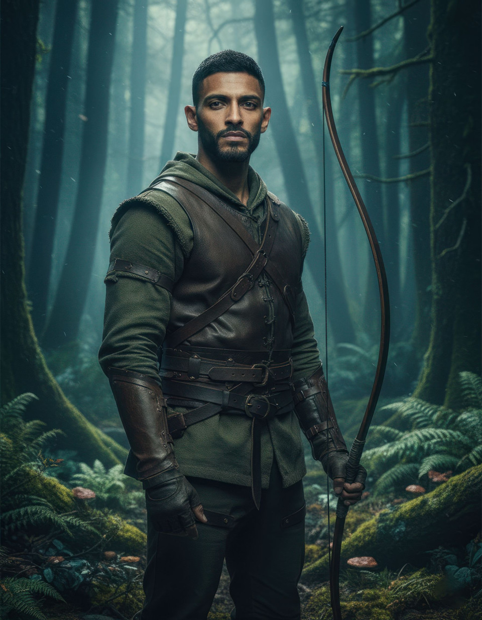 Woodland ranger elf portrait showing detachment google gemini prompt