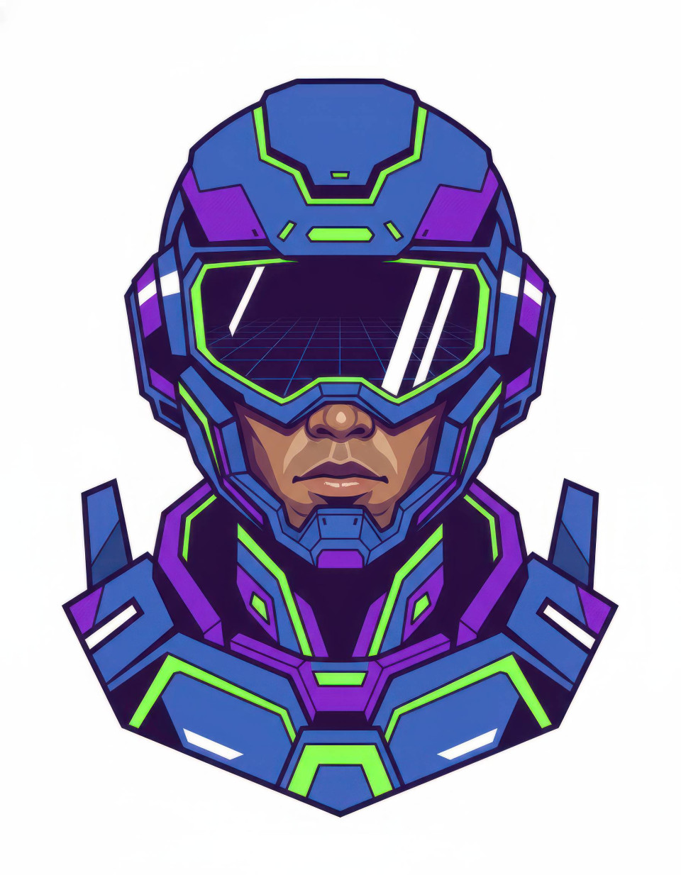 Male mecha pilot digital vector art outrun vaporwave google gemini prompt