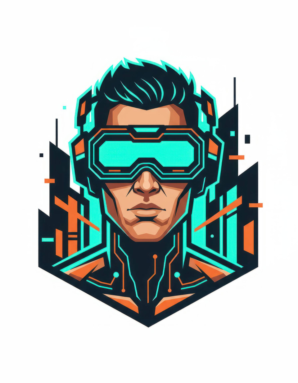 Male vr adventurer digital vector art cyberpunk synthwave google gemini prompt