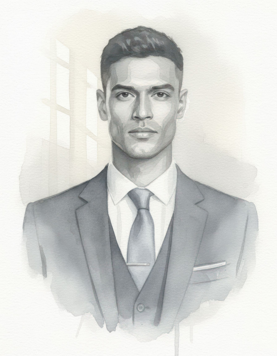 Executive minimalist watercolor portrait google gemini prompt