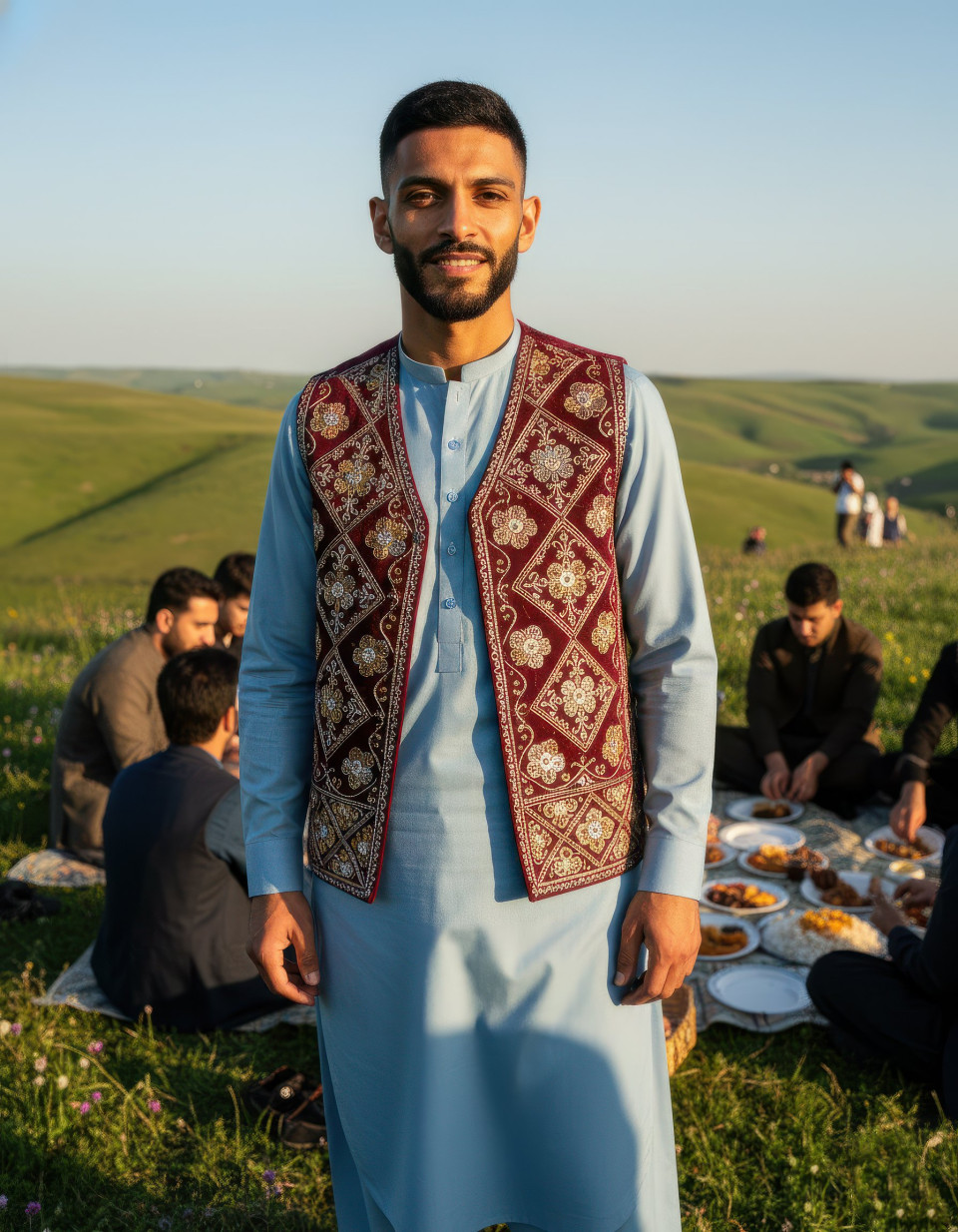 Afghan man celebrating nowruz in traditional dress google gemini prompt