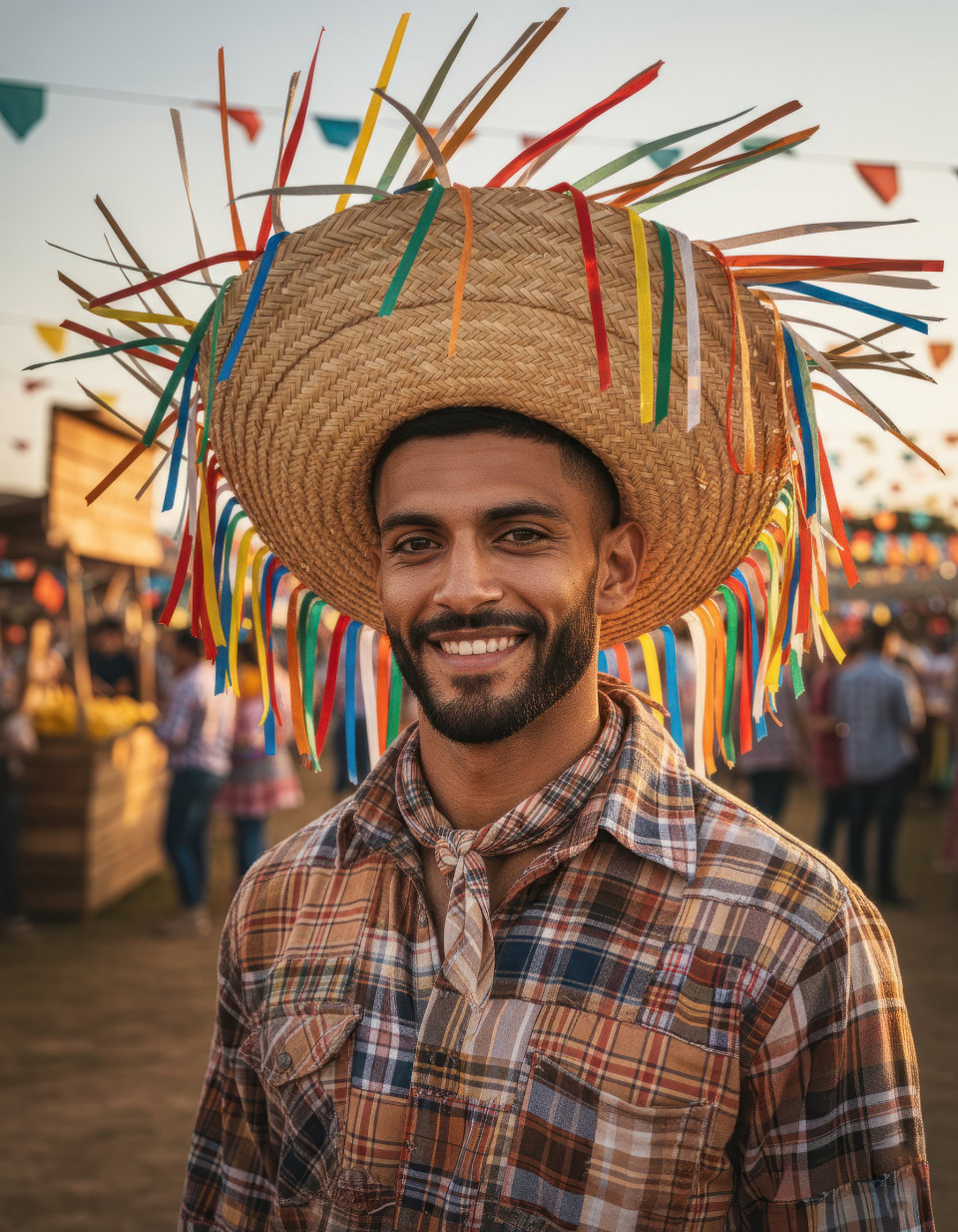 Brazilian man celebrating festa junina outdoors google gemini prompt