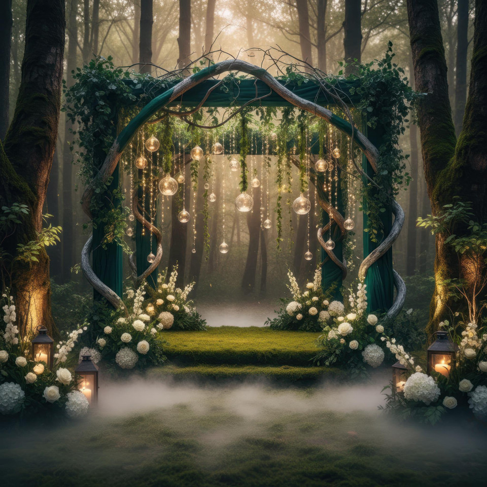 Enchanted forest wedding mandap decor google gemini prompt