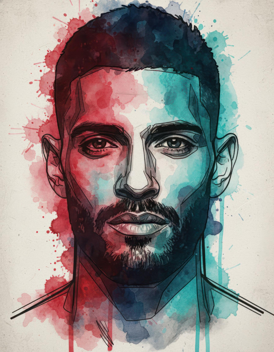 Street style male graffiti watercolor ink portrait google gemini prompt