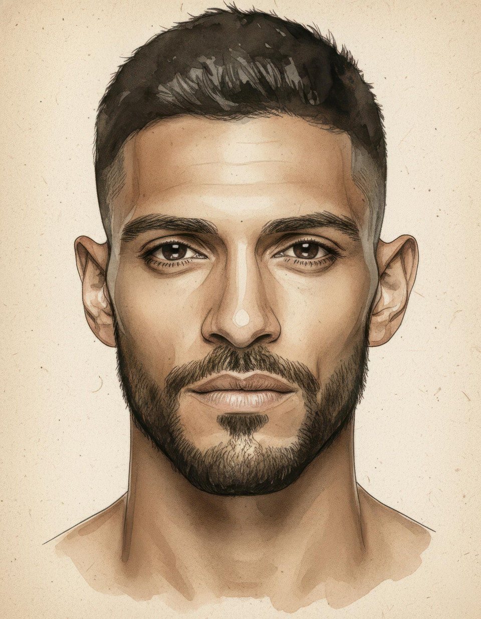 Distinguished middle aged man sepia watercolor ink portrait google gemini prompt