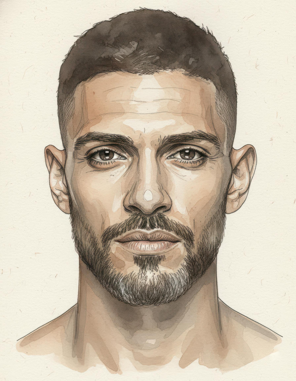 Older gentleman subtle watercolor ink portrait google gemini prompt