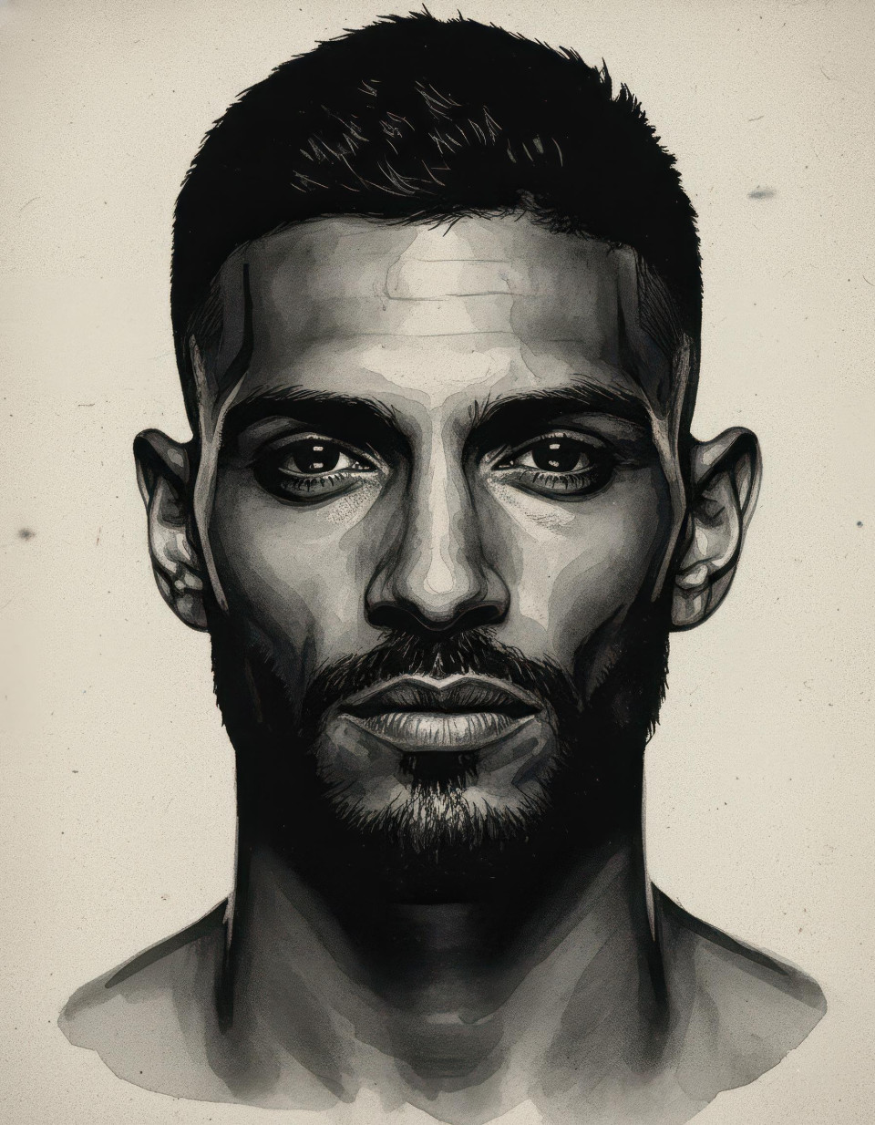 Brooding man dark watercolor ink portrait google gemini prompt