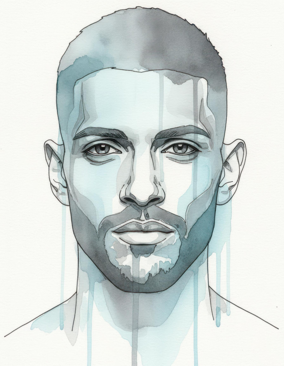 Contemporary male fashion model cool watercolor ink portrait google gemini prompt