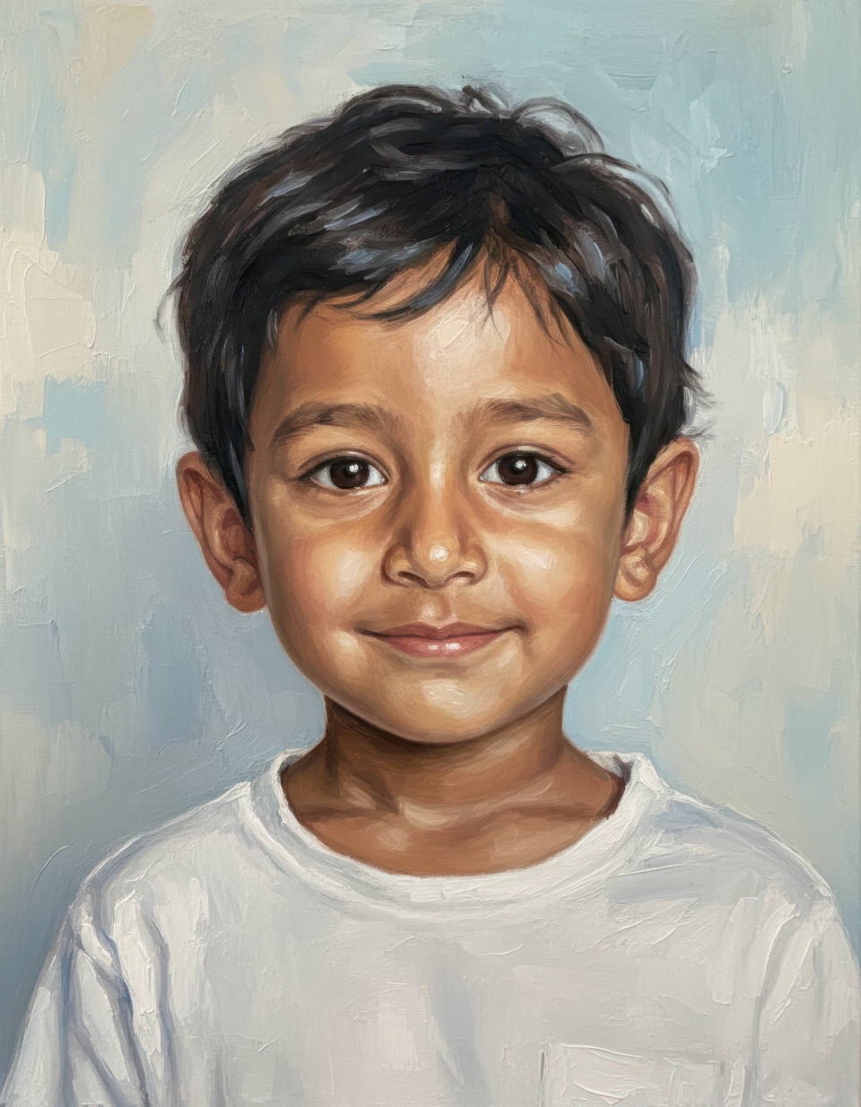 Hyper realistic oil painting of school child by window light google gemini prompt