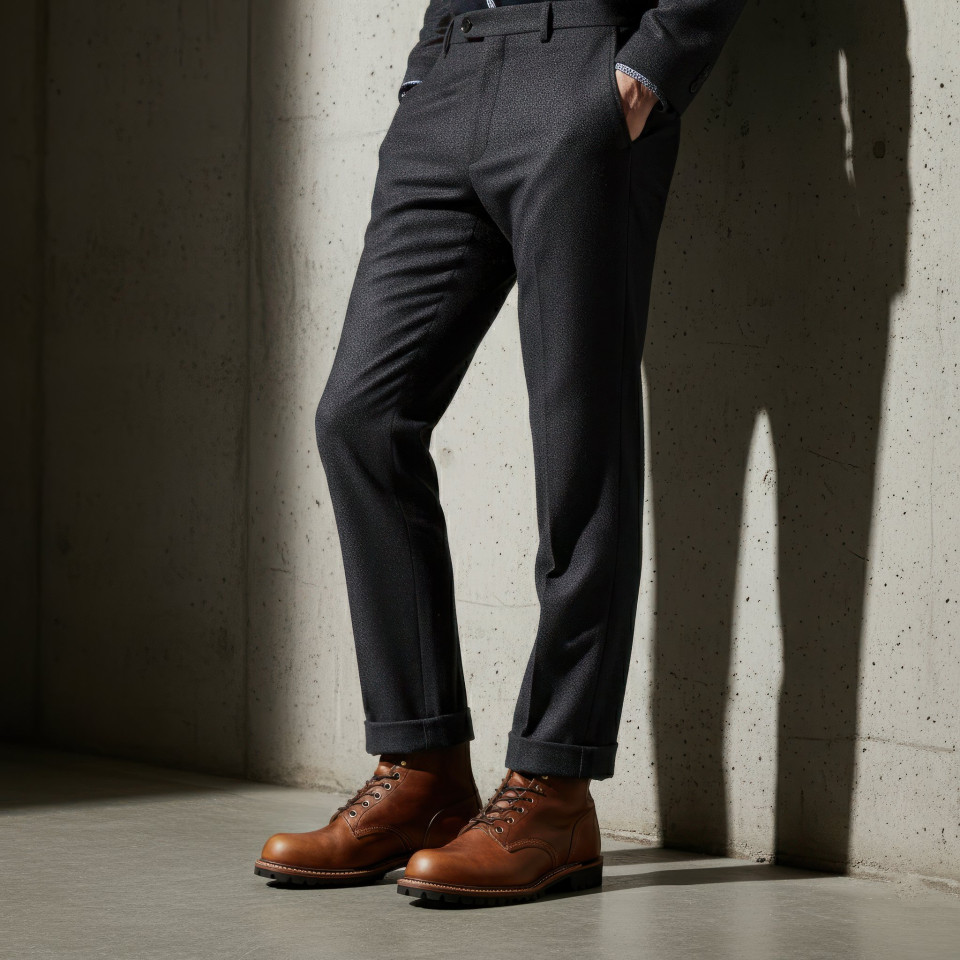 Calfskin leather boots tailored fashion studio google gemini prompt