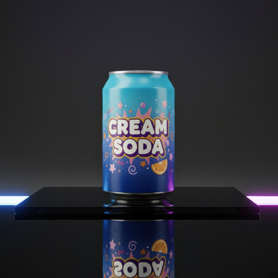 Beverage product on black acrylic with neon accent lighting google gemini prompt