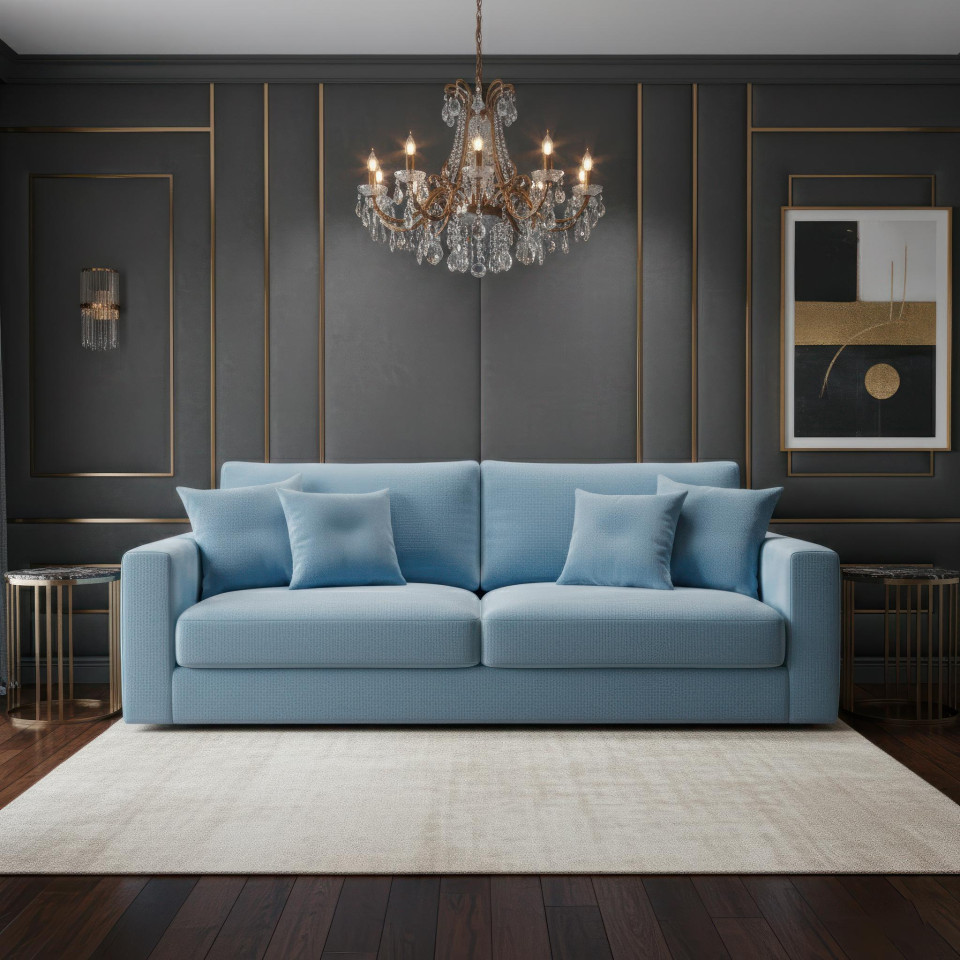 Luxury penthouse velvet sofa in classic sitting room google gemini prompt