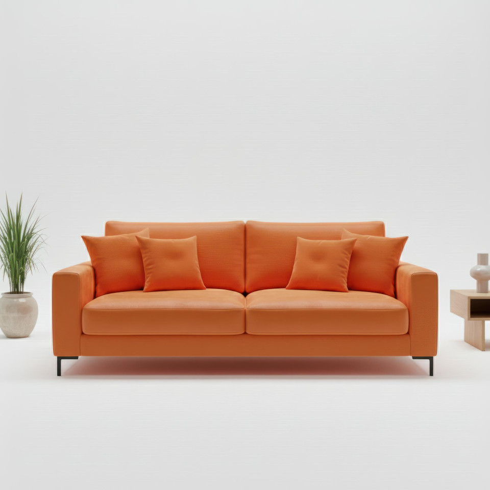 Minimal studio showcase sofa with modern backdrop google gemini prompt