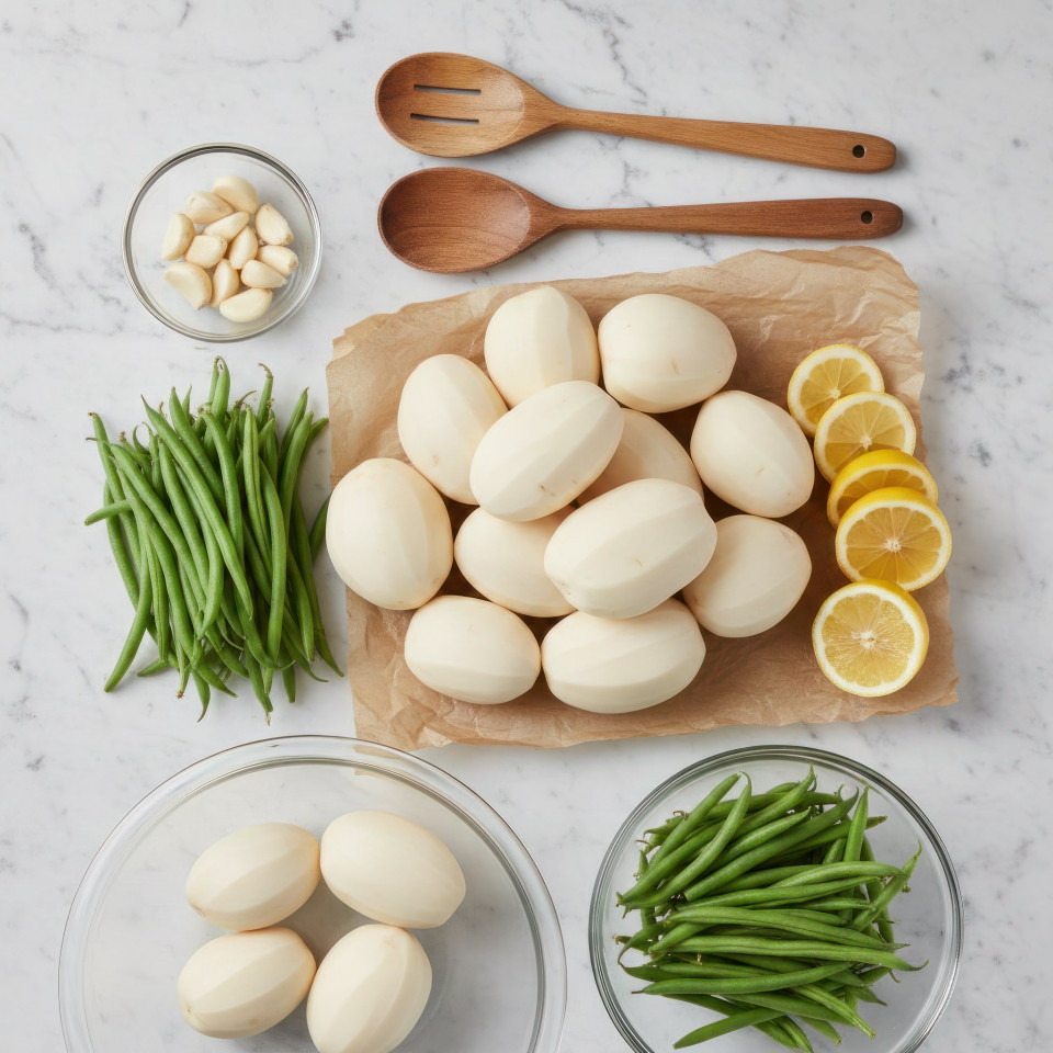 Raw vegetables prep on marble countertop google gemini prompt