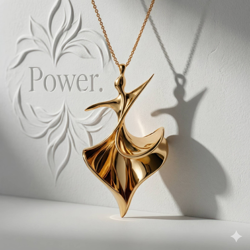 High fashion gold jewelry with dramatic shadow editorial google gemini prompt