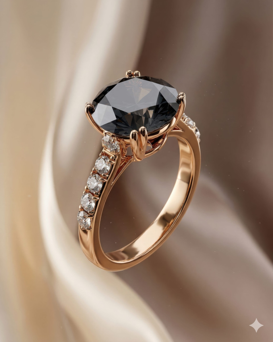 Floating diamond ring on silk with soft fashion lighting google gemini prompt