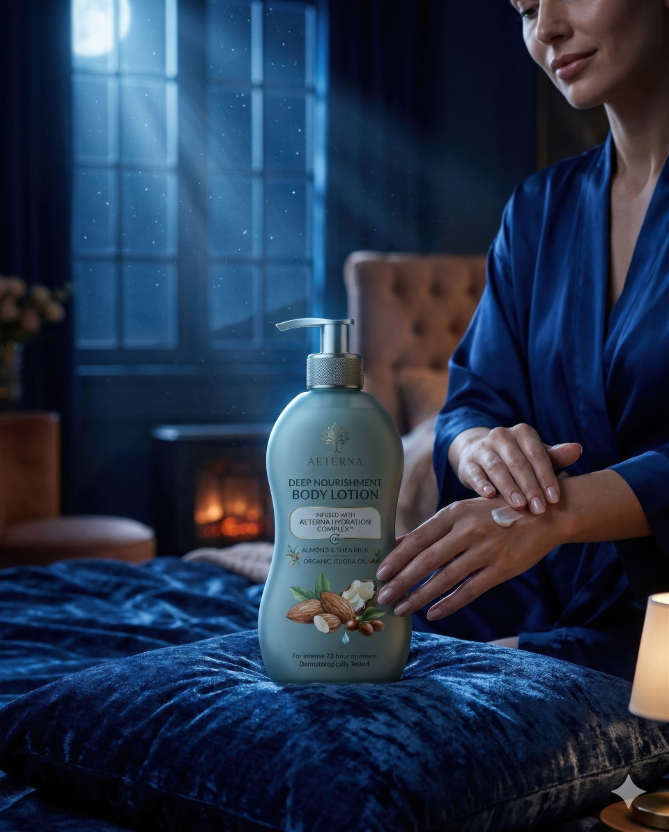 Night skincare routine with moonlight luxury bedroom ambiance google gemini prompt