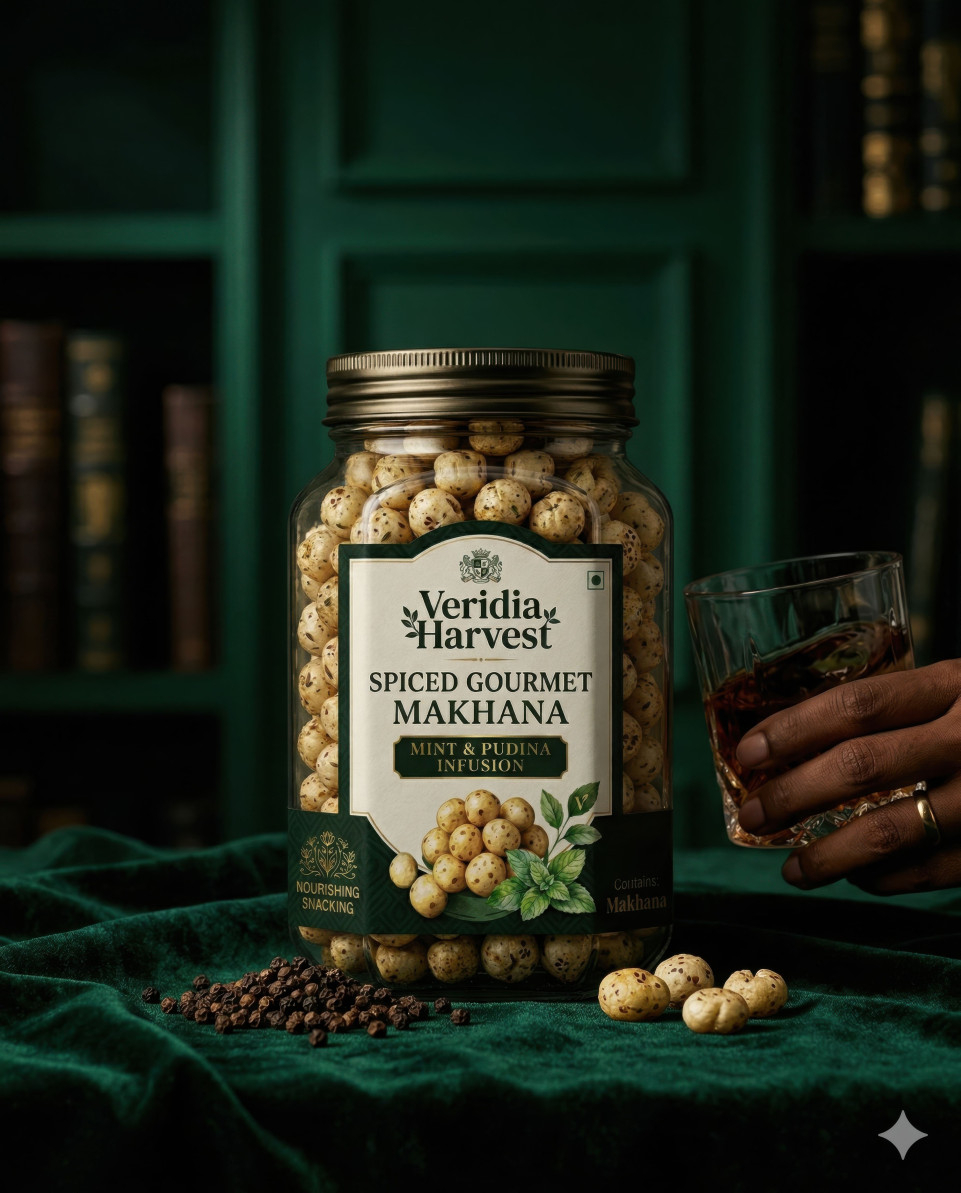 Luxury snack jar on velvet with peppercorns moody evening scene google gemini prompt