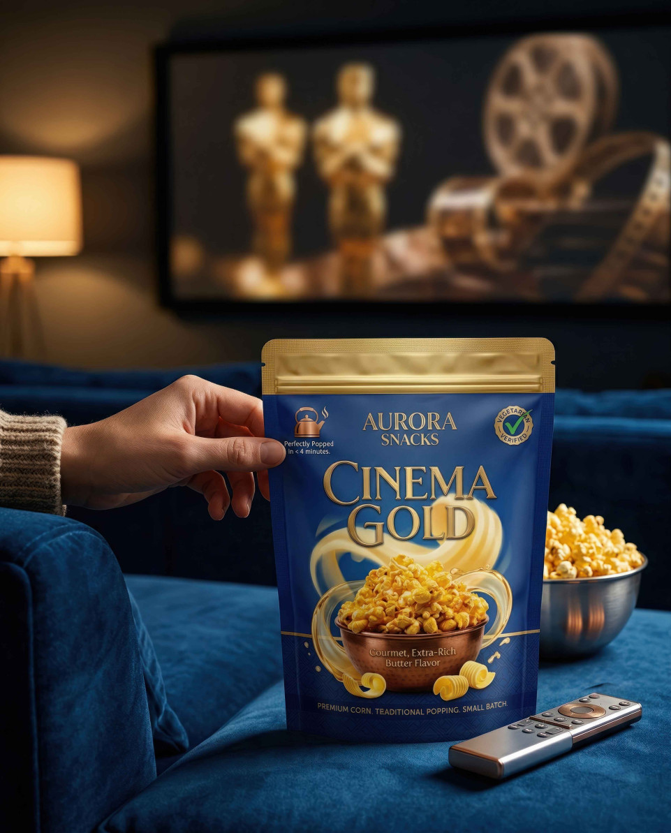 Snack packet on velvet sofa home cinema luxury lifestyle google gemini prompt