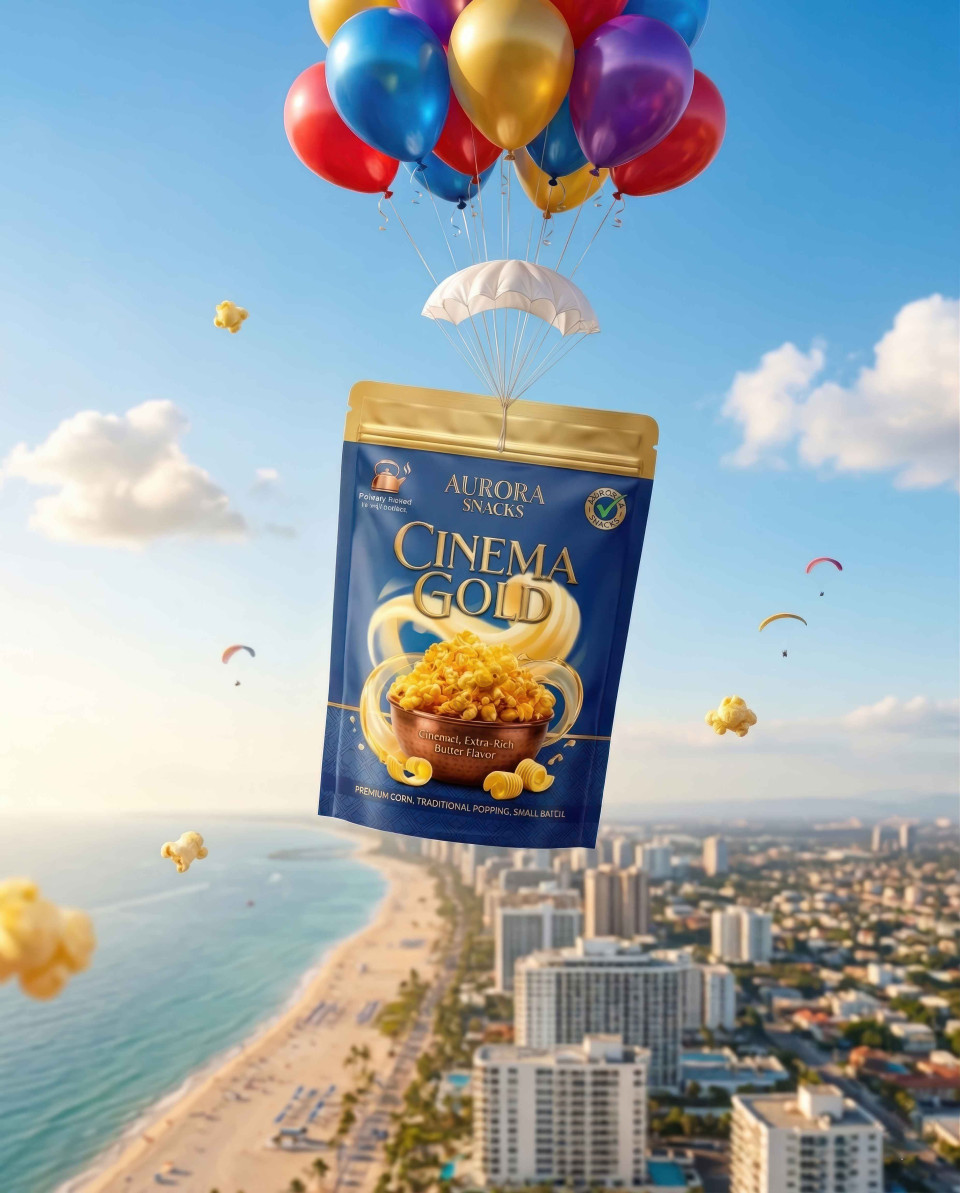 Snack packet floating with parachute over sky surreal concept google gemini prompt