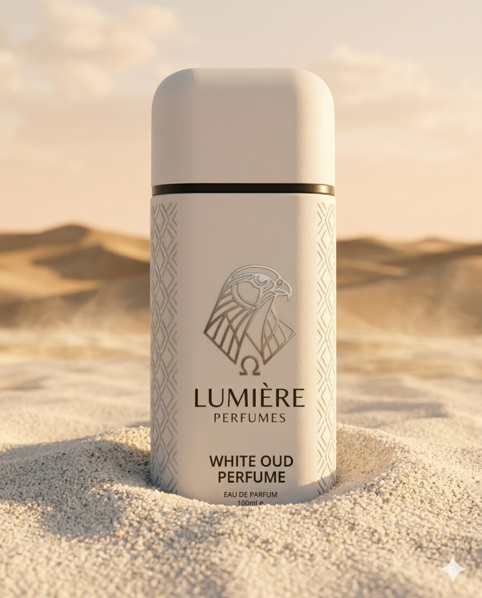 Perfume bottle in desert sand with cinematic sunset light google gemini prompt