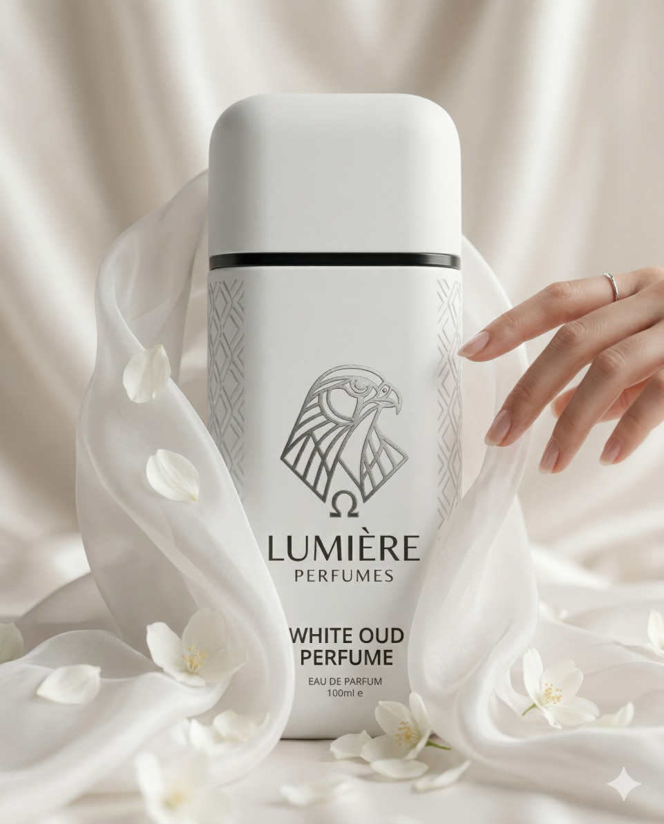 Perfume bottle with silk fabric and jasmine petals google gemini prompt