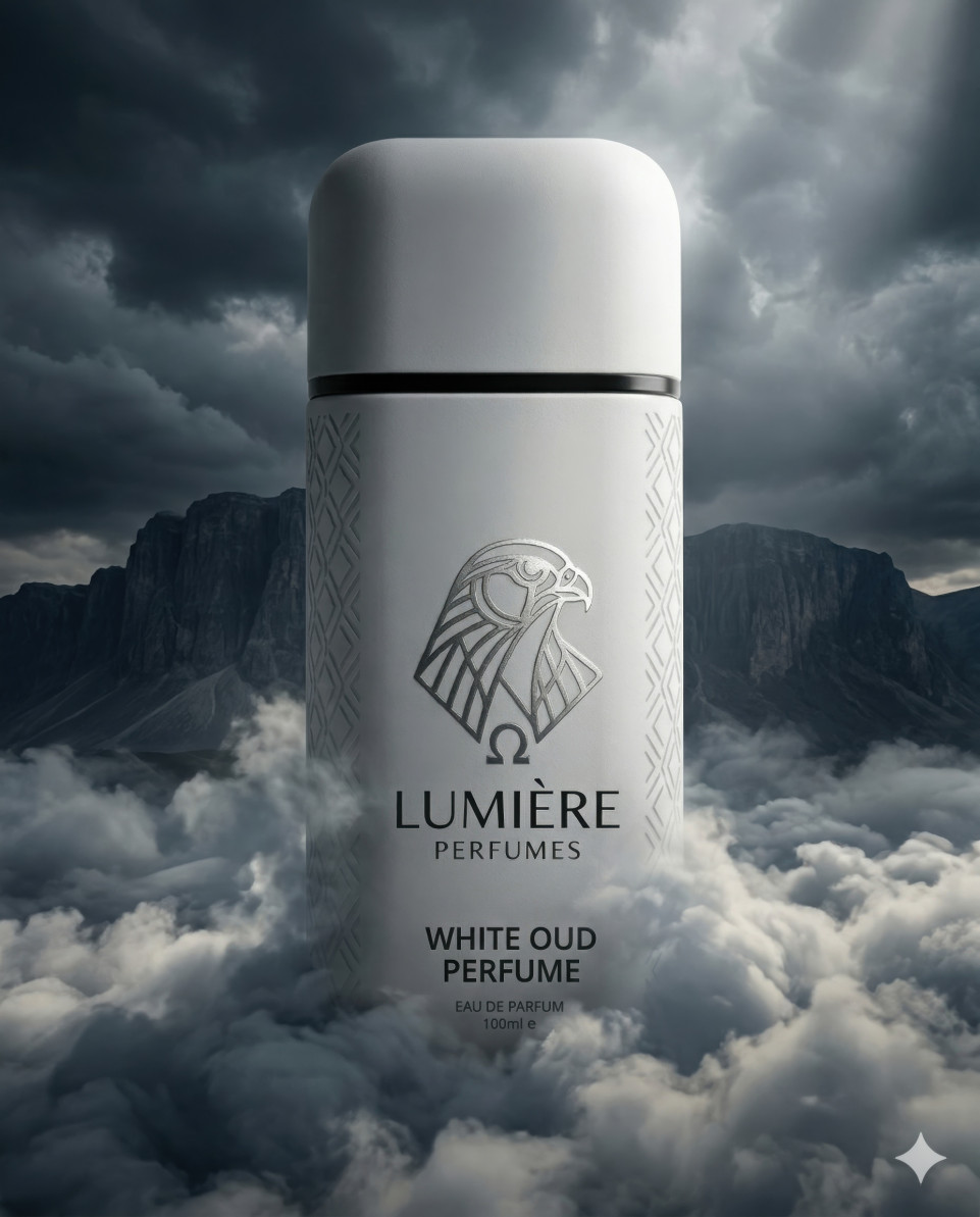 Perfume bottle as monolith in clouds cinematic landscape google gemini prompt