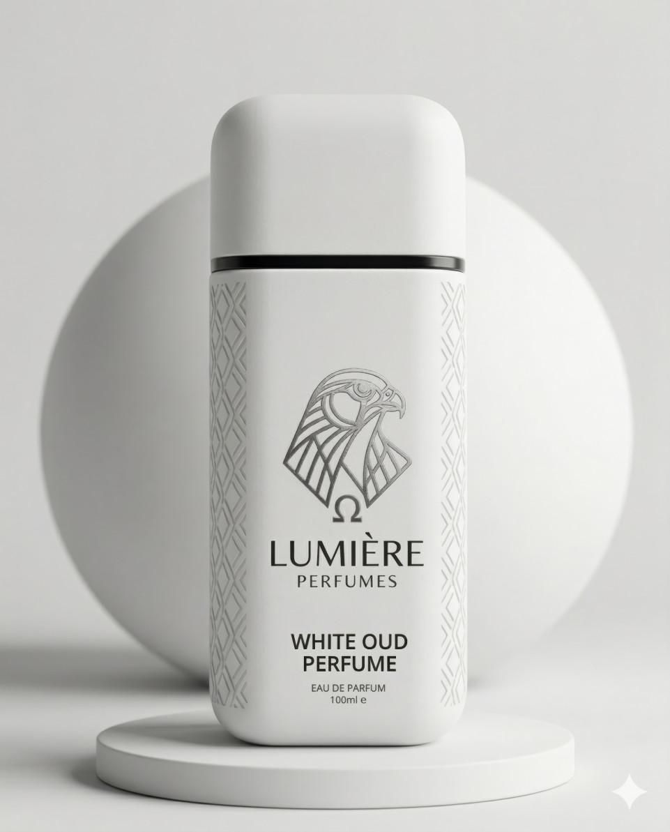 Minimalist perfume bottle on white pedestal with sphere google gemini prompt