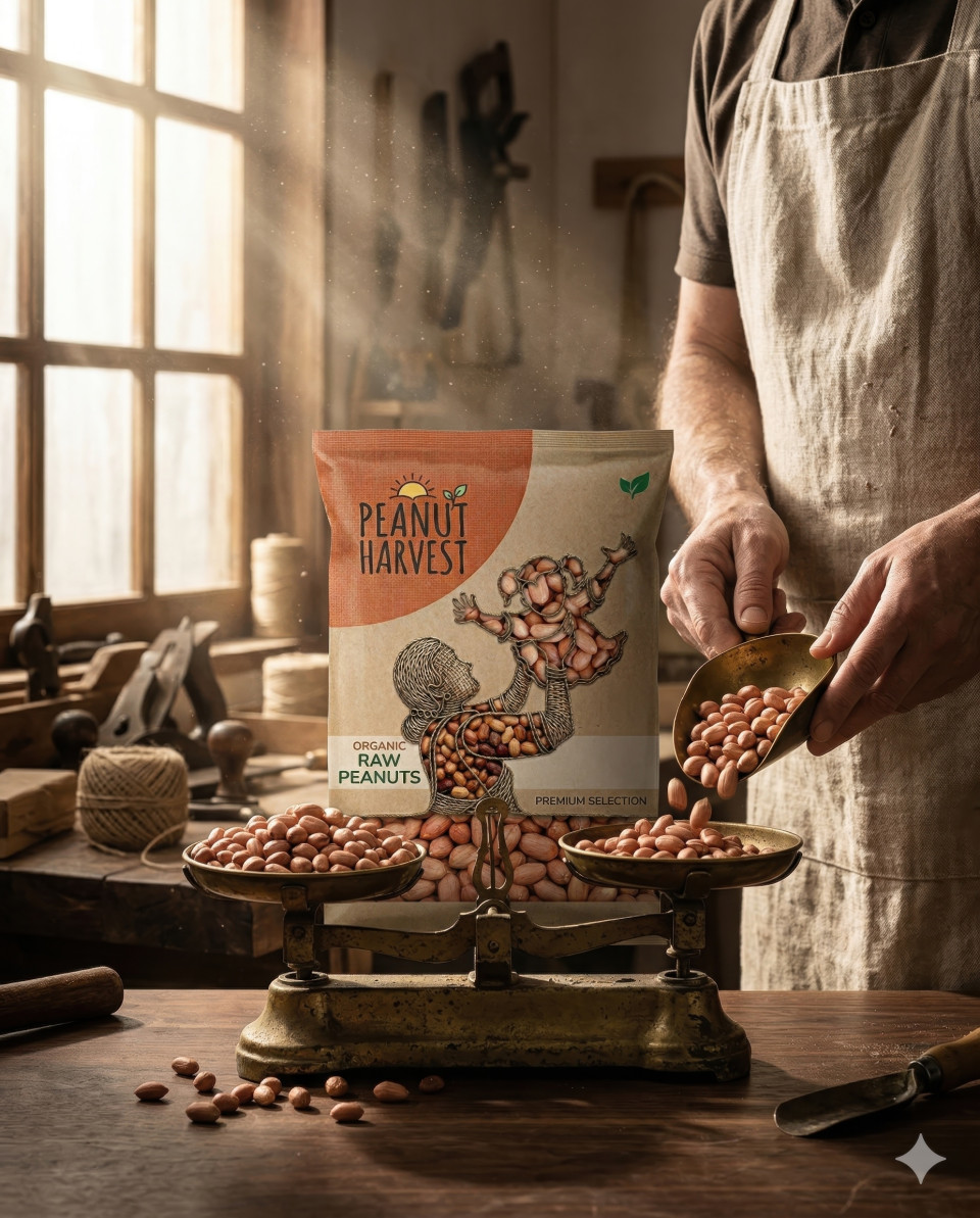 Peanut pouch heritage woodshop scene with natural light google gemini prompt