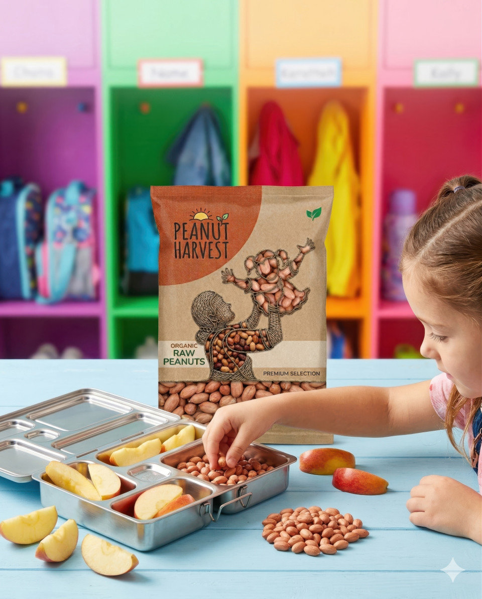Peanut pouch school lunch scene with child and snack google gemini prompt