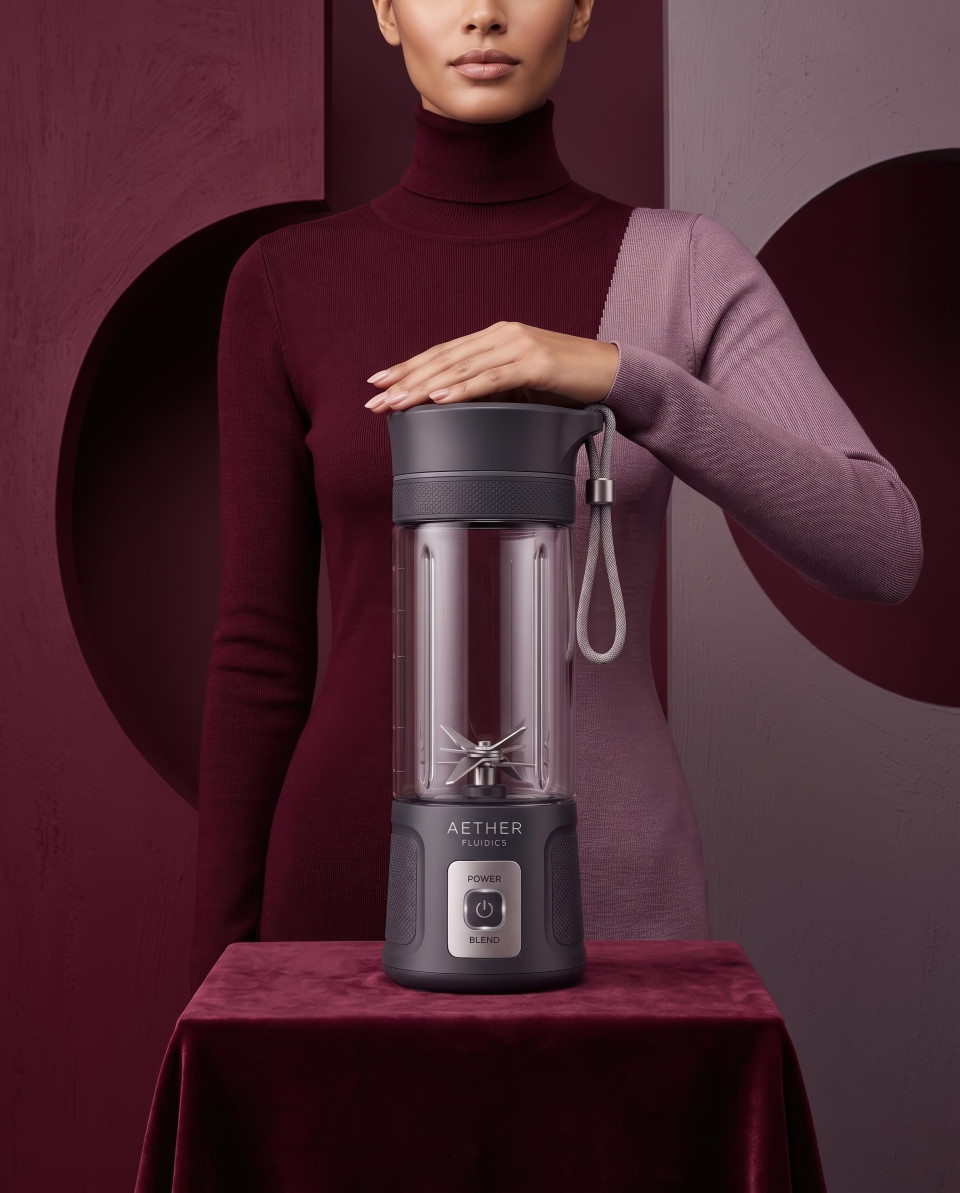 Fashion studio blender centerpiece with elegant modern styling google gemini prompt