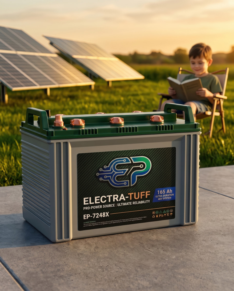 Solar energy battery on patio with sunset green lifestyle scene google gemini prompt