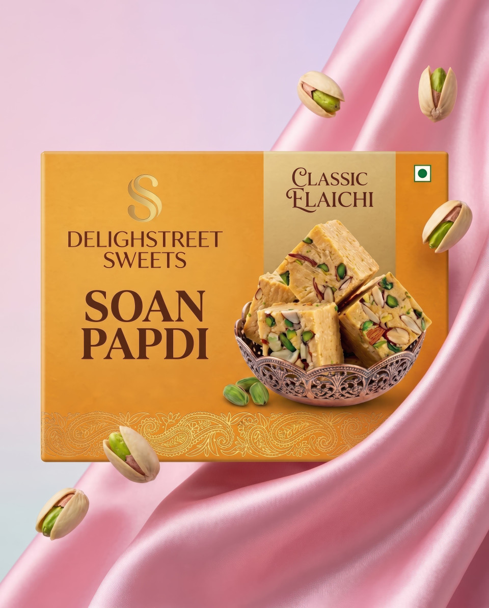 Luxury sweets box pink silk flowing fabric elegant product display google gemini prompt