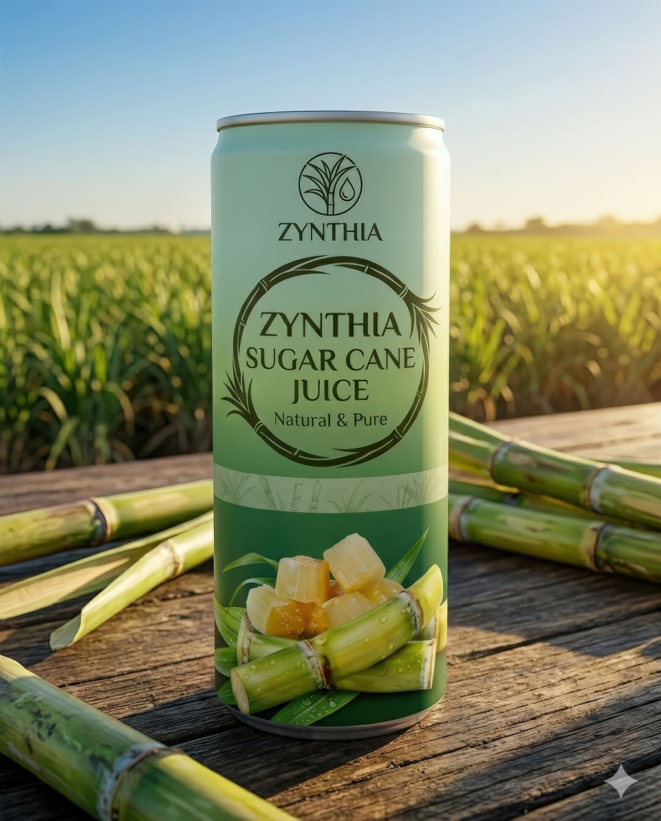 Beverage can on wooden table in sunlit sugarcane field google gemini prompt