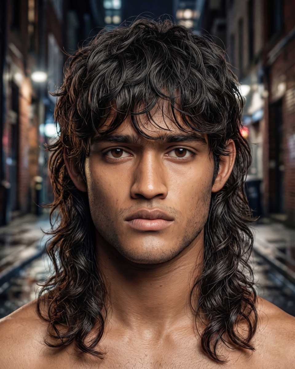 Layered shaggy mullet fashion portrait google gemini prompt