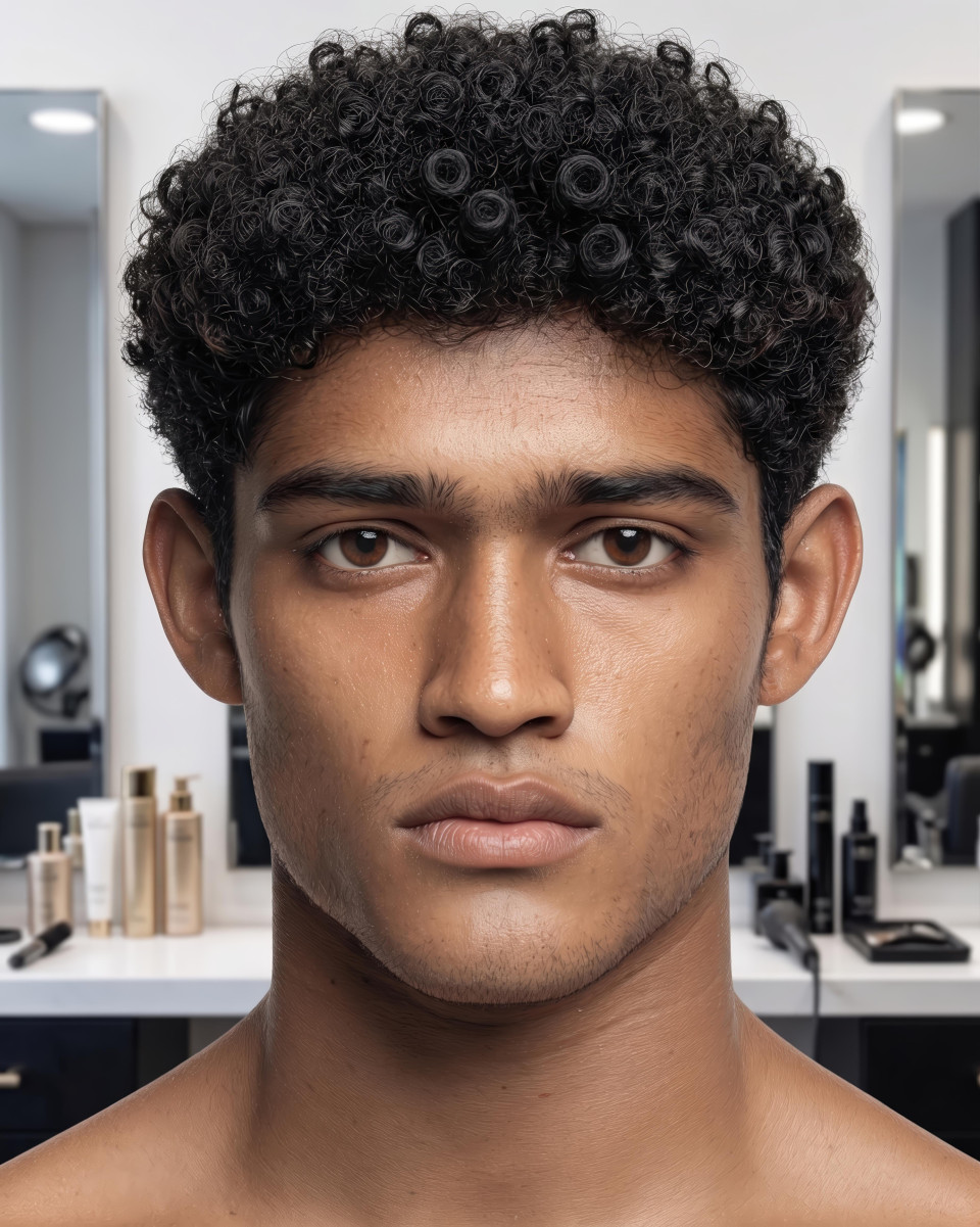 Tight afro spiral hairstyle professional salon campaign google gemini prompt
