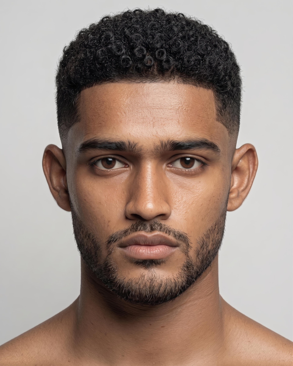 Low skin fade afro texture grooming portrait google gemini prompt