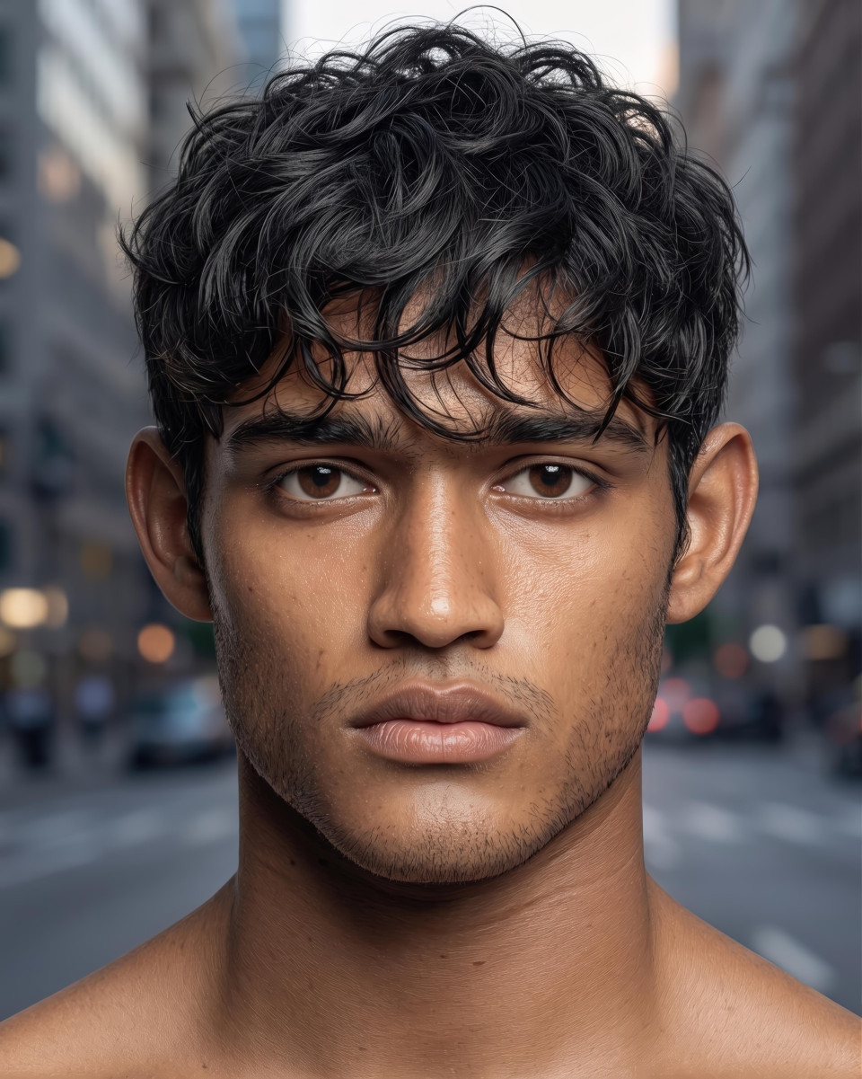 Textured messy fringe modern hair portrait google gemini prompt